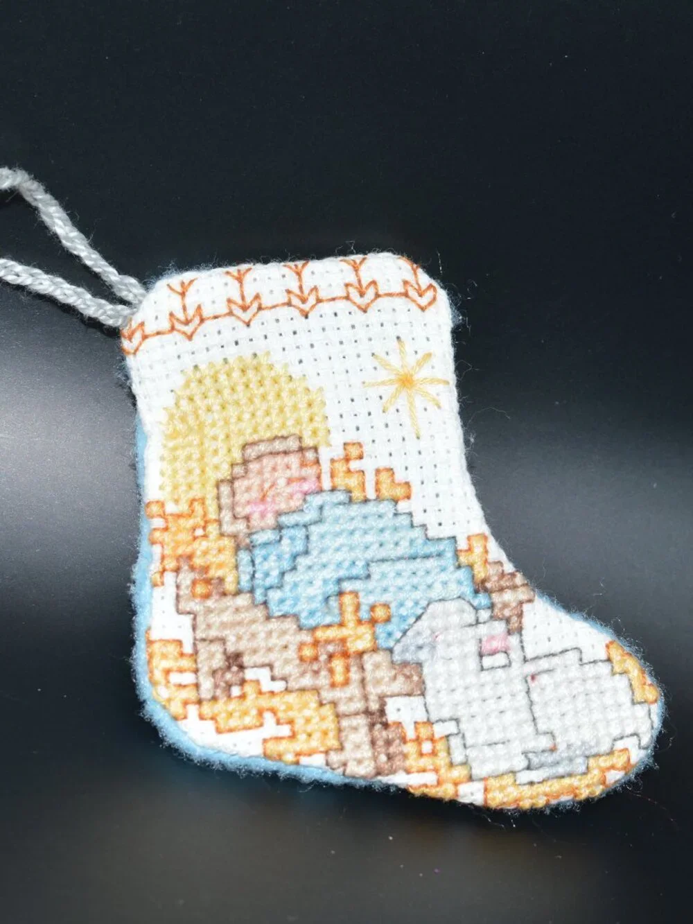 Cross Stitch Stocking Ornament – Baby Jesus
